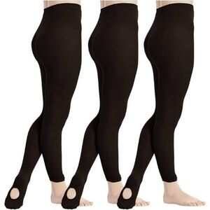 2 Pairs Prima Soft 101 Convertible Tights,Ballet, Dance,Black, One Size Fits All